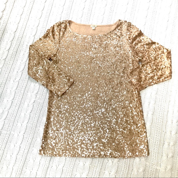 J Crew champagne sequin top XS - Picture 2 of 3